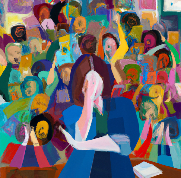 Abstract painting of an Overwhelmed Teacher