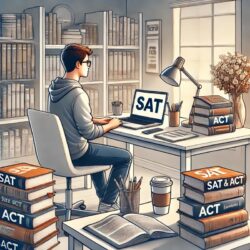 Drawing of a student engaged in SAT and ACT Preparation