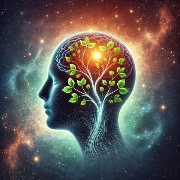 illustration of a head in space with a tree inside symbolizing a growth mindset