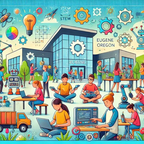 An illustration of students engaged in STEM Resources in Eugene